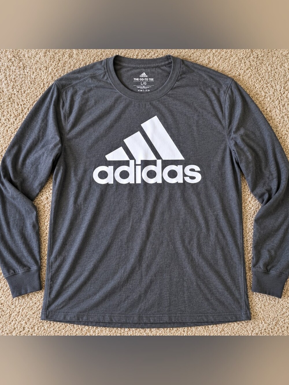 adidas Men’s Long Sleeve Crew Tee - Charcoal